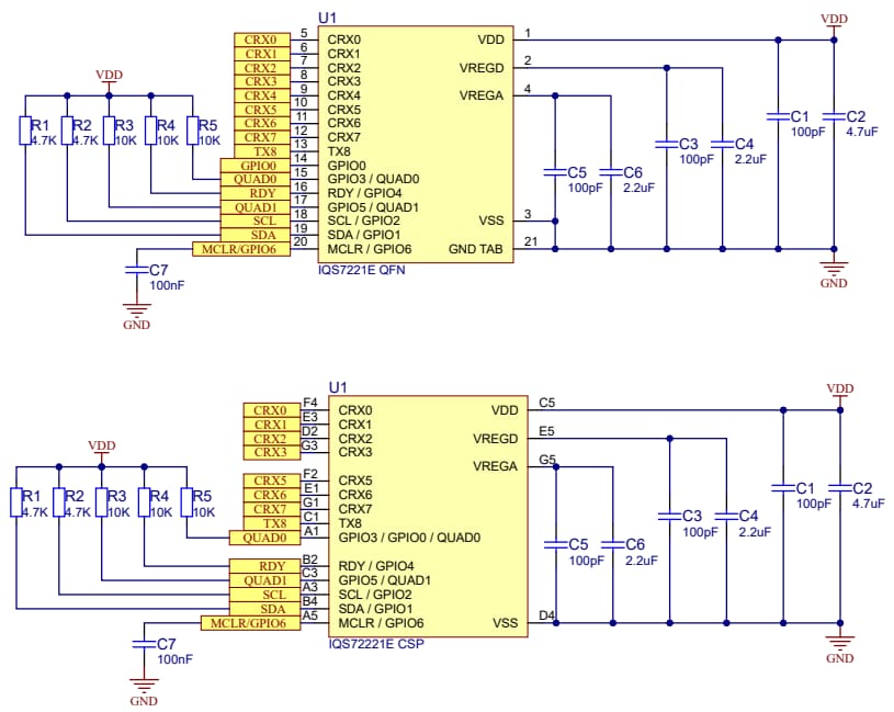 Schematic - Azoteq IQS7221E ProxFusion® Sensor IC